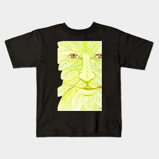 Man of the Forest, Green Man- Light Purple Kids T-Shirt by EarthSoul